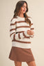 STRIPED SWEATER TOP AND MINI SKIRT SET: MOCHA