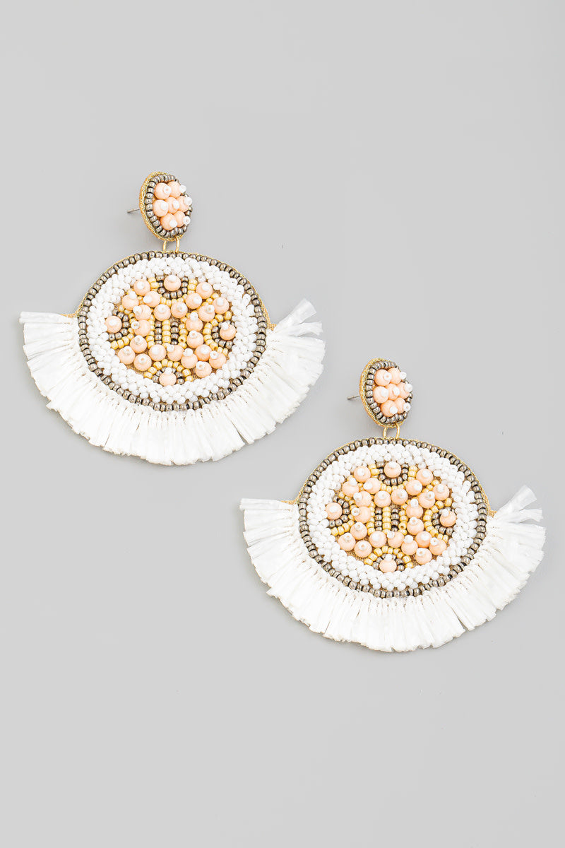 Beaded Circle Fan Drop Earrings