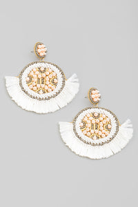 Beaded Circle Fan Drop Earrings