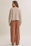 Cottage Garden Wool Blend Floral Placket Sweater Cardigan: OATMEAL