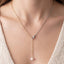Gold Paperclip Chain Pearl Drop Lariat Necklace: TT