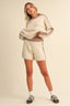 CONTRAST SWEATER TOP AND SHORTS SET: OATMEAL MULTI