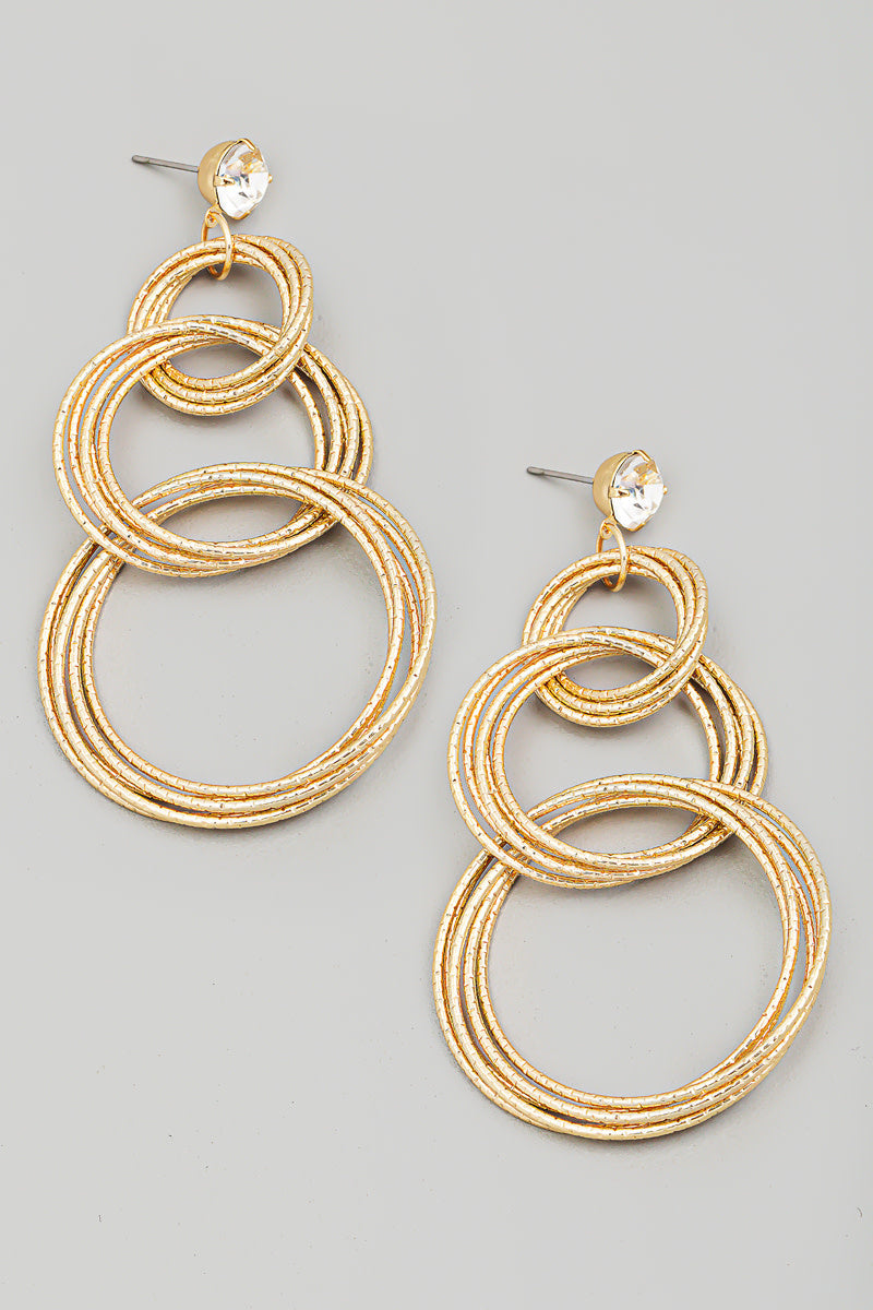 Multi Layered Circle Link Drop Earrings
