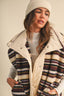 A STRIPED PLUSH FLEECE OVERSIZED VEST: MULTI