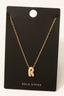 Gold Dipped Cz Pave Bubble Letter Pendant Necklace: R