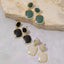 Double Cushion Colored Stone Drop Earrings: BK
