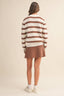 STRIPED SWEATER TOP AND MINI SKIRT SET: MOCHA