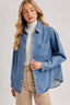 DENIM BUTTON DOWN OVERSIZED SHIRTS: MED.WASH