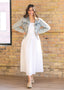 Eleanor White A-line Midi Dress: 1XL