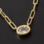 Gold Dipped Oval Bezel Cz Paperclip Necklace: GOLD
