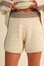 CONTRAST SWEATER TOP AND SHORTS SET: OATMEAL MULTI