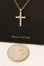 Gold Dipped Pearl And Cz Studded Cross Pendant Necklace: Gold