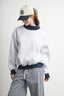 Cozy Contrast Turtleneck Sweatshirt: GREY / NAVY
