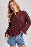 Half-Button Down Open Knit Sweater: ECRU
