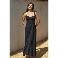 Cotton Poplin Ruched Detail Maxi Dress