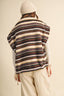 A STRIPED PLUSH FLEECE OVERSIZED VEST: MULTI