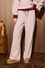 Striped Knit Drawstring Wide Leg Lounge Pants: DUSTY PINK STRIPE