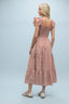 Checkered Floral Midi Dress - Rust/Natural