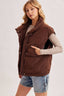 OVERSIZE HIGH NECK QUILTED PUFFER VEST: CHOCOLATE