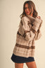 LONGSLEEVED TURTLENECK STRIPED SWEATER: TAUPE MULTI