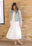Eleanor White A-line Midi Dress: 1XL