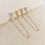 CZ Double Piercing Earrings Connected by Chain