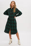 Flannel Plaid Longline Shacket - Green