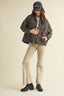 Vintage Wash Pleated Back Jacket: BLACK COFFEE