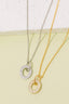 Pave Oval Pendant Dainty Chain Necklace: G