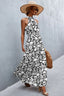 Printed Sleeveless Tie Waist Maxi Dress - Black/White