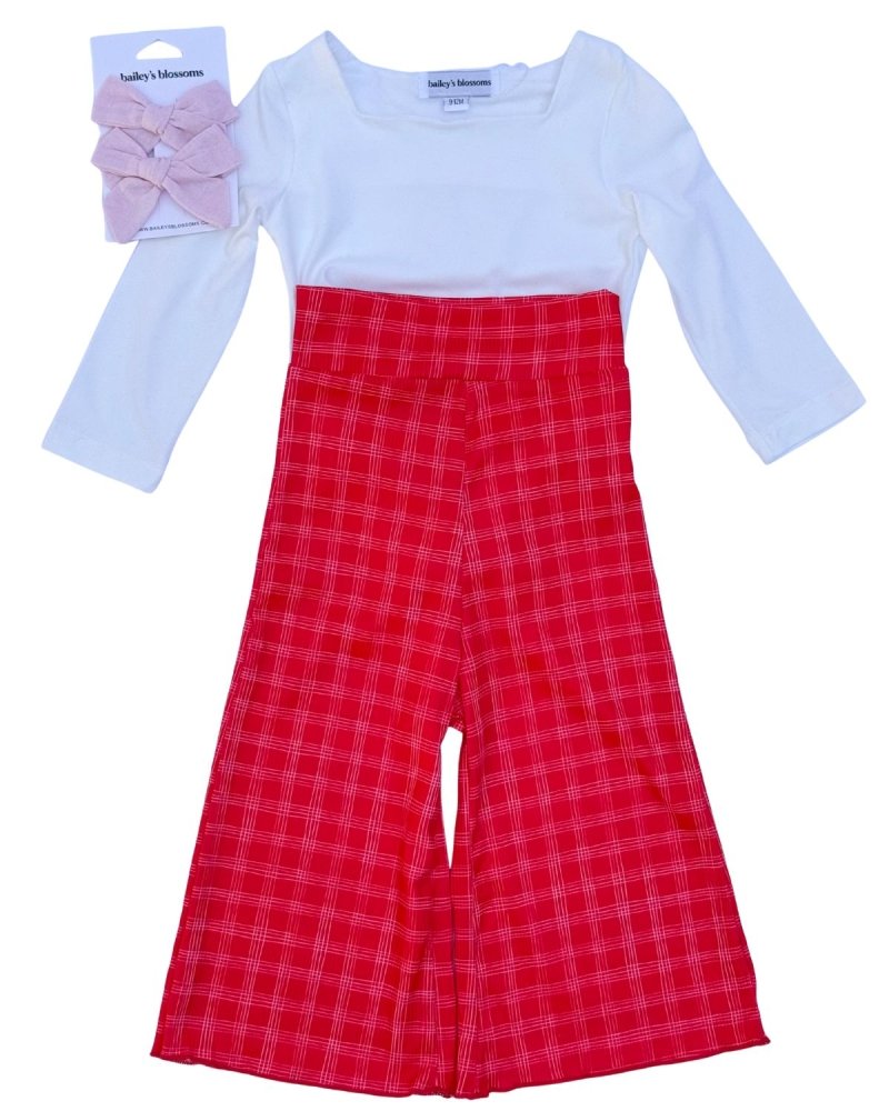 Elodie Wide-Leg High Waist Pants – Christmas Red