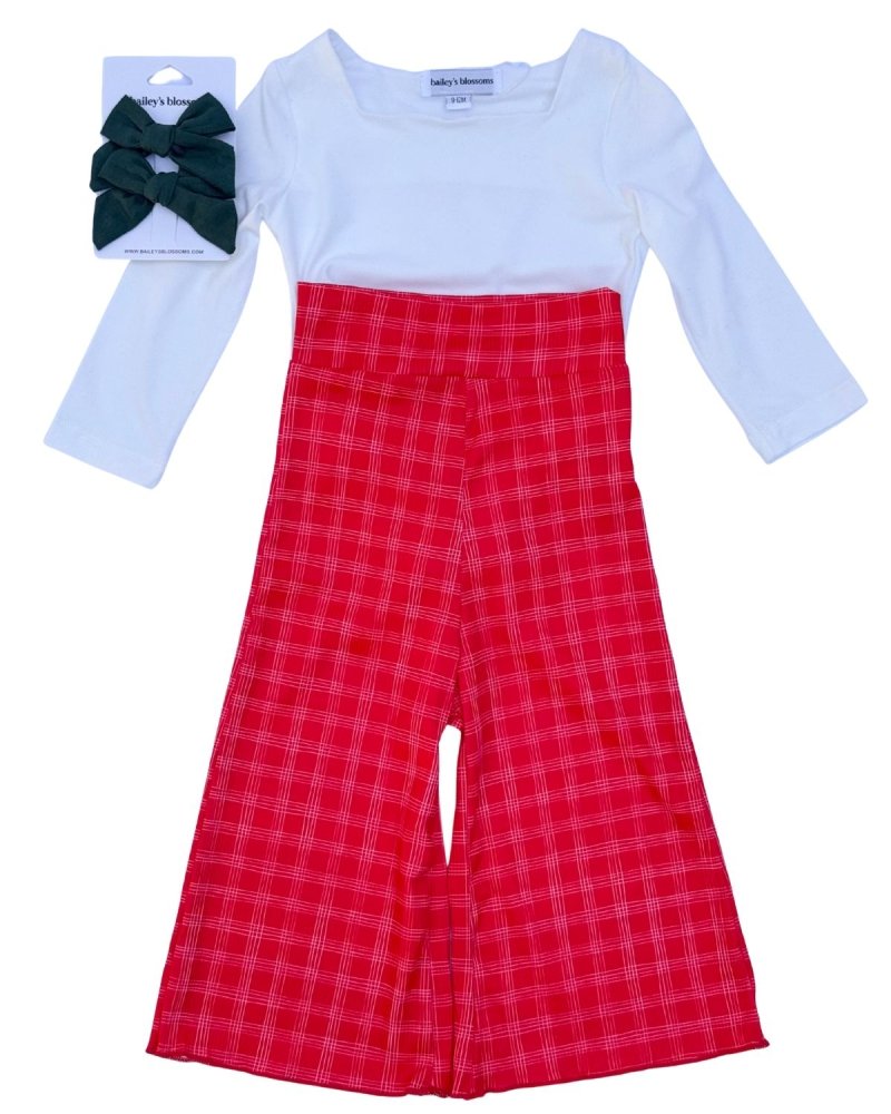 Elodie Wide-Leg High Waist Pants – Christmas Red