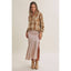 Fall Plaid Ruched Sleeves Button-Down Shirt: LATTE