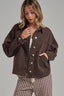 GARMENT WASH FALL JACKET BIG FRONT PATCH POCKETS: VINTAGE BROWN