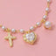 Assorted Cross Heart Pearl Charms Necklace: GDCRM