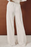 High Waist Contrast Side Panel Scuba Wide Leg Pants: OFF WHITE-ASH GREY