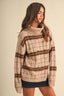 LONGSLEEVED TURTLENECK STRIPED SWEATER: TAUPE MULTI