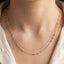 Gold Layered Ball Station Chain Necklace: TT