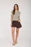 MULTI-COLOR STRIPE CREWNECK SLEEVELESS KNIT TOP