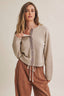 Cottage Garden Wool Blend Floral Placket Sweater Cardigan: OATMEAL