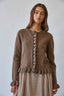 Ruffle Wave Button Knit Cardigan: CHOCO