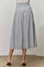 STRIPED COTTON MIDI SKIRT: NATURAL/NAVY