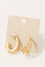 Layered Metallic Textured Oval Hoop Earrings: G
