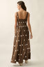 Polka Dot-print Smocked Sleeveless Pocket Maxi Dress: Chocolate