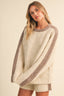 CONTRAST SWEATER TOP AND SHORTS SET: OATMEAL MULTI