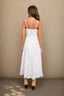 FLORAL EYELET TIE FRONT CORSET MIDI DRESS: CREAM MULTI