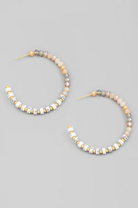 Two Tone Beaded Hoop Earrings