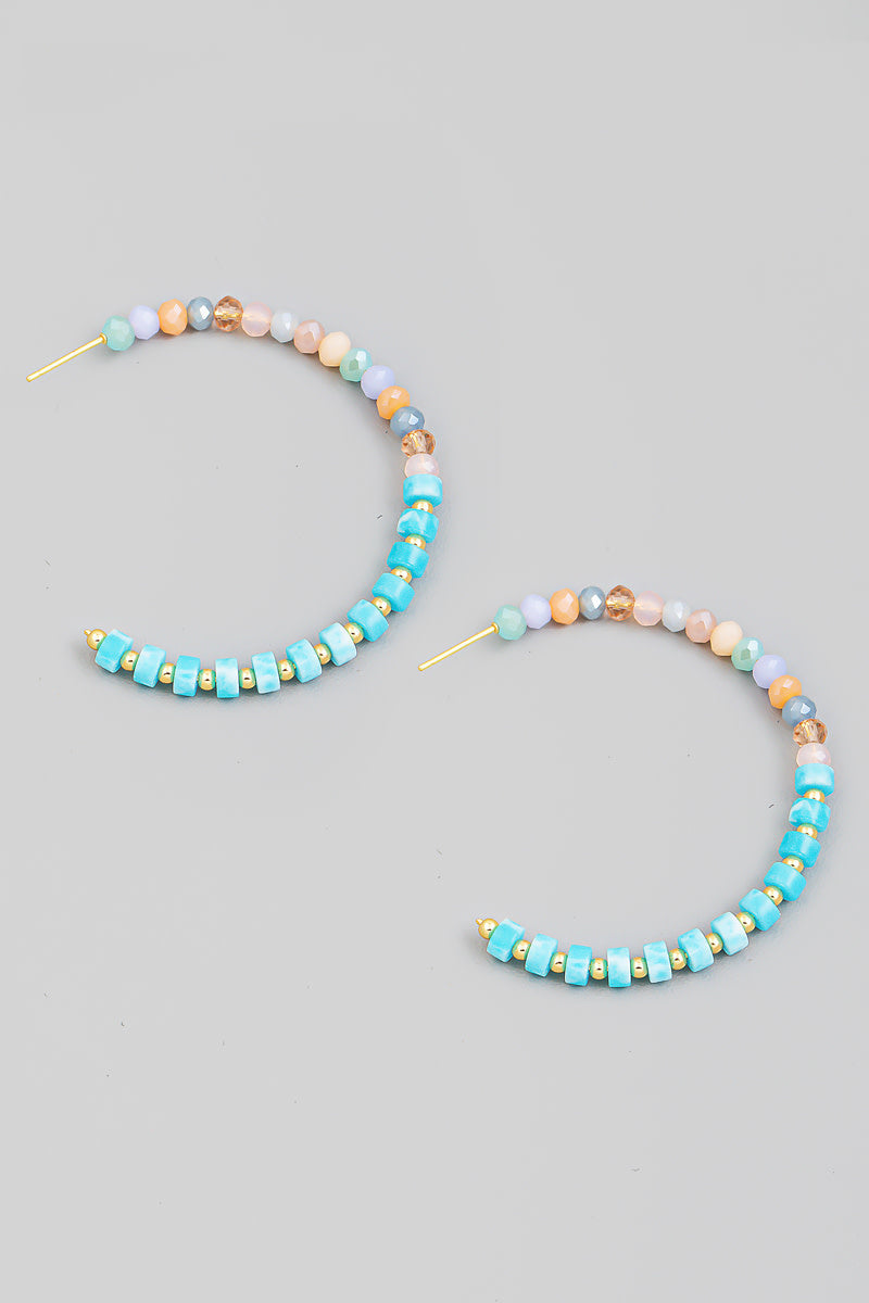 Two Tone Beaded Hoop Earrings