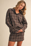 CHECK PRINTED OVERSIZED LONGSLEEVE SHIRTS AND MINI : Brown