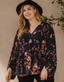 Floral Print Balloon Sleeves Blouse